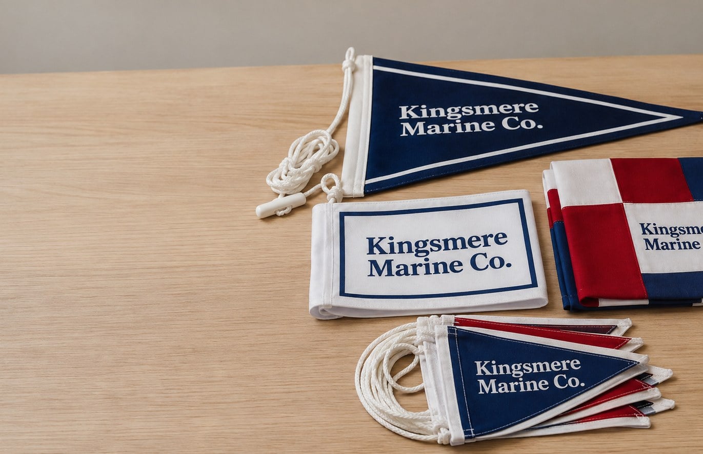Custom printed boat flags with logo